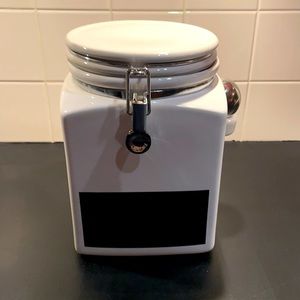 Crate and Barrel ceramic container. White